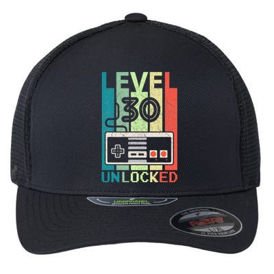 Level 30 Unlocked Video Gamer 30th Birthday Gifts Cute Flexfit Unipanel Trucker Cap