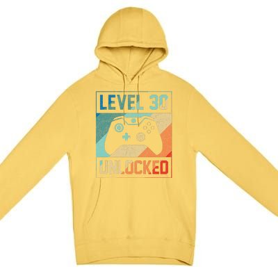 Level 30 Unlocked Video Gamer 30th Birthday Gifts Premium Pullover Hoodie