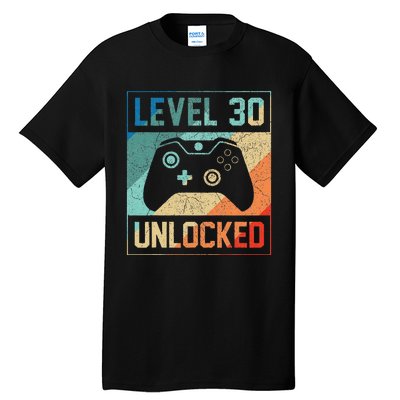 Level 30 Unlocked Video Gamer 30th Birthday Gifts Tall T-Shirt