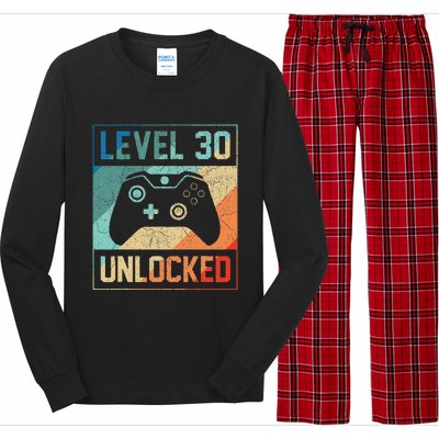 Level 30 Unlocked Video Gamer 30th Birthday Gifts Long Sleeve Pajama Set