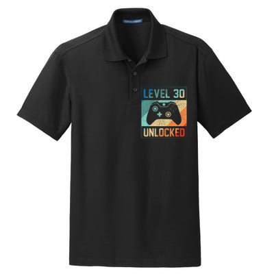 Level 30 Unlocked Video Gamer 30th Birthday Gifts Dry Zone Grid Polo