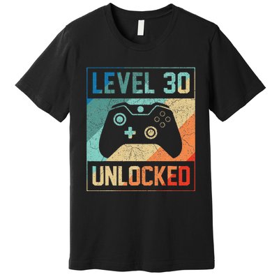 Level 30 Unlocked Video Gamer 30th Birthday Gifts Premium T-Shirt