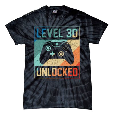 Level 30 Unlocked Video Gamer 30th Birthday Gifts Tie-Dye T-Shirt