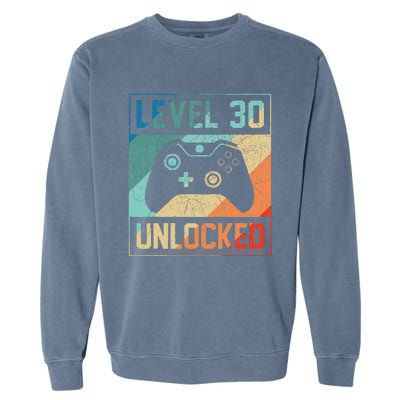 Level 30 Unlocked Video Gamer 30th Birthday Gifts Garment-Dyed Sweatshirt