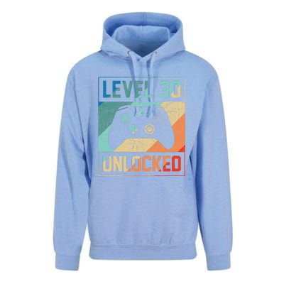 Level 30 Unlocked Video Gamer 30th Birthday Gifts Unisex Surf Hoodie