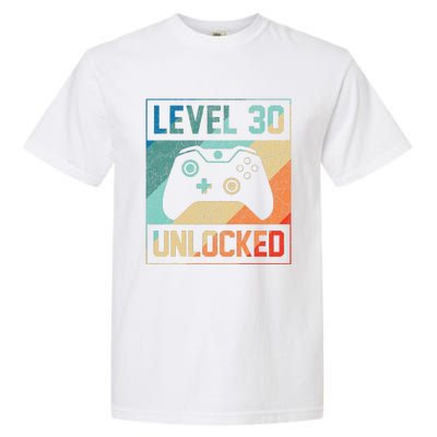 Level 30 Unlocked Video Gamer 30th Birthday Gifts Garment-Dyed Heavyweight T-Shirt