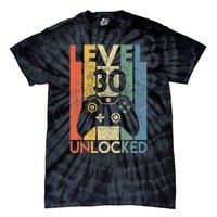 Level 30 Unlocked Gamer Birthday Present Tie-Dye T-Shirt