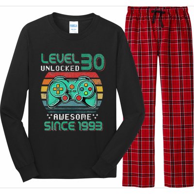 Level 30 Unlocked Awesome 1993 Video Game 30th Birthday Gift Long Sleeve Pajama Set