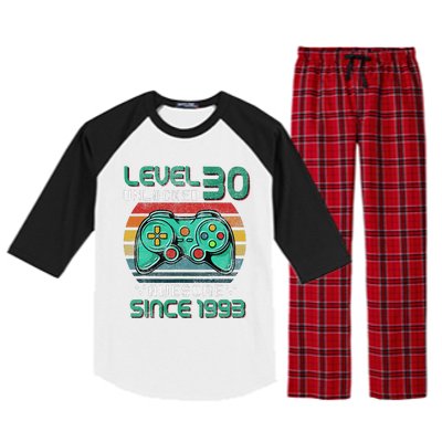 Level 30 Unlocked Awesome 1993 Video Game 30th Birthday Gift Raglan Sleeve Pajama Set