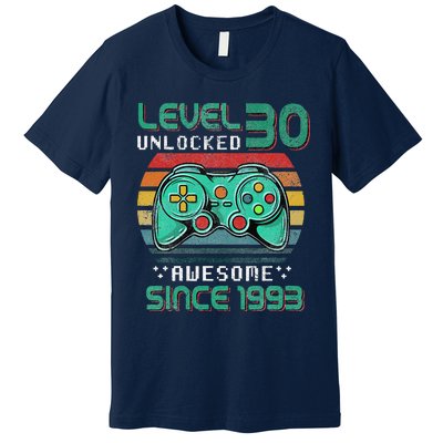 Level 30 Unlocked Awesome 1993 Video Game 30th Birthday Gift Premium T-Shirt