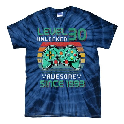 Level 30 Unlocked Awesome 1993 Video Game 30th Birthday Gift Tie-Dye T-Shirt