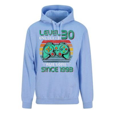 Level 30 Unlocked Awesome 1993 Video Game 30th Birthday Gift Unisex Surf Hoodie