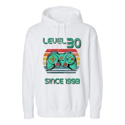 Level 30 Unlocked Awesome 1993 Video Game 30th Birthday Gift Garment-Dyed Fleece Hoodie