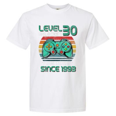 Level 30 Unlocked Awesome 1993 Video Game 30th Birthday Gift Garment-Dyed Heavyweight T-Shirt