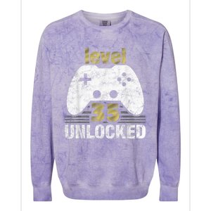 Level 35 Unlocked 35th Birthday 35 Year Old Gift for Gamers Colorblast Crewneck Sweatshirt