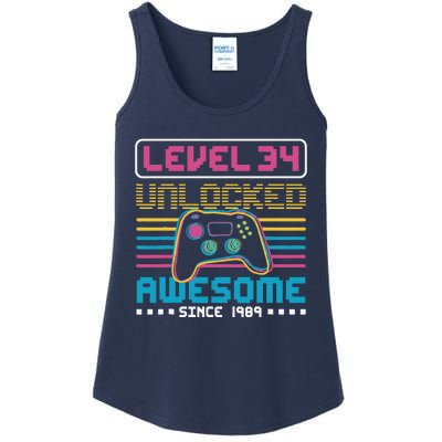 Level 34 Unlocked Awesome Since 1989 Gaming Birthday Ladies Essential Tank