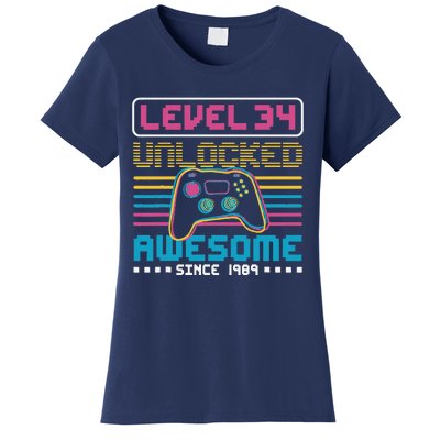 Level 34 Unlocked Awesome Since 1989 Gaming Birthday Women's T-Shirt