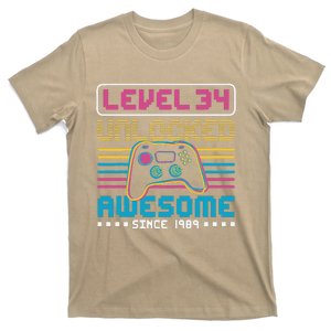 Level 34 Unlocked Awesome Since 1989 Gaming Birthday T-Shirt