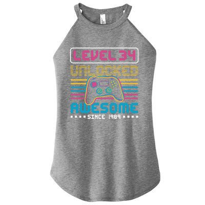 Level 34 Unlocked Awesome Since 1989 Gaming Birthday Women's Perfect Tri Rocker Tank