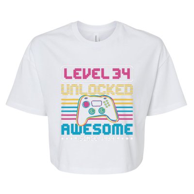 Level 34 Unlocked Awesome Since 1989 Gaming Birthday Bella+Canvas Jersey Crop Tee