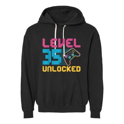 Level 35 unlocked Gaming Birthday Garment-Dyed Fleece Hoodie