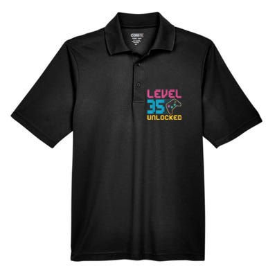 Level 35 unlocked Gaming Birthday Men's Origin Performance Piqué Polo