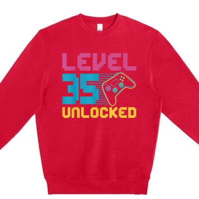 Level 35 unlocked Gaming Birthday Premium Crewneck Sweatshirt