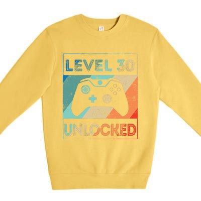 Level 30 Unlocked Shirt Bithday Gamer 30th Birthday Gifts Premium Crewneck Sweatshirt