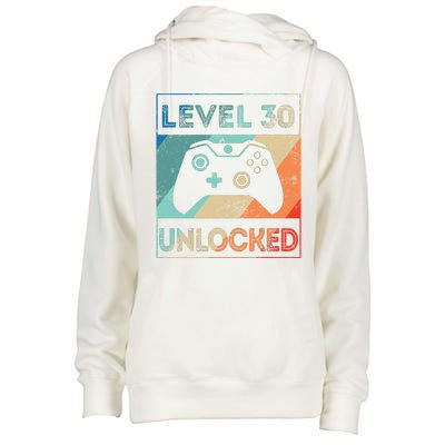 Level 30 Unlocked Shirt Bithday Gamer 30th Birthday Gifts Womens Funnel Neck Pullover Hood