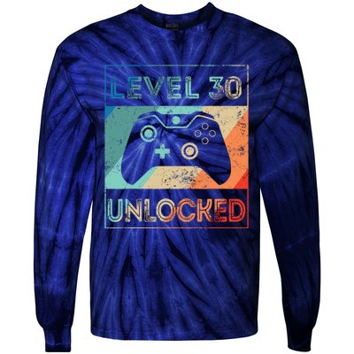 Level 30 Unlocked Shirt Bithday Gamer 30th Birthday Gifts Tie-Dye Long Sleeve Shirt