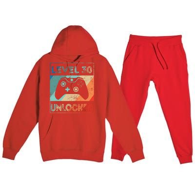 Level 30 Unlocked Shirt Bithday Gamer 30th Birthday Gifts Premium Hooded Sweatsuit Set