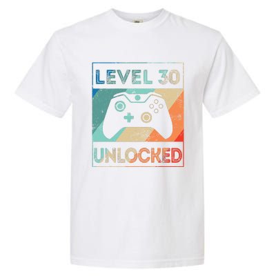 Level 30 Unlocked Shirt Bithday Gamer 30th Birthday Gifts Garment-Dyed Heavyweight T-Shirt