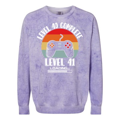 Level 40 Complete Level 41 Loading Vintage Birthday Video Game Colorblast Crewneck Sweatshirt