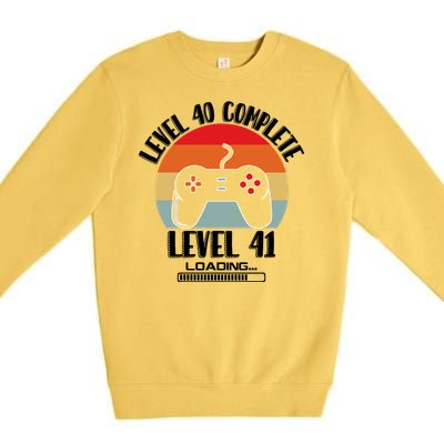 Level 40 Complete Level 41 Loading Vintage Birthday Video Game Premium Crewneck Sweatshirt