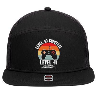 Level 40 Complete Level 41 Loading Vintage Birthday Video Game 7 Panel Mesh Trucker Snapback Hat