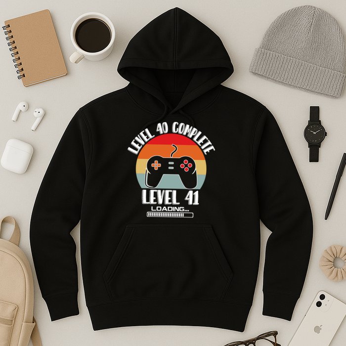 Level 40 Complete Level 41 Loading Vintage Birthday Video Game Hoodie