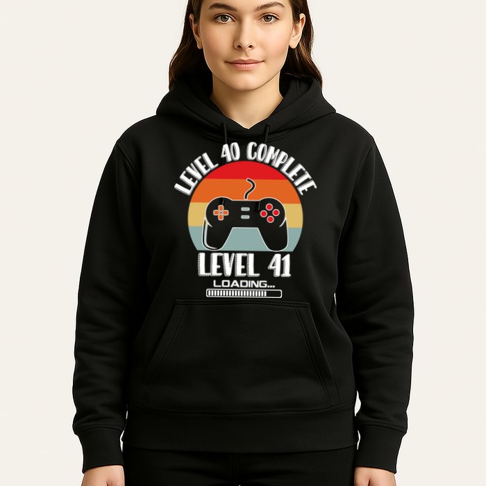 Level 40 Complete Level 41 Loading Vintage Birthday Video Game Hoodie