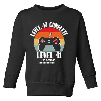 Level 40 Complete Level 41 Loading Vintage Birthday Video Game Toddler Sweatshirt