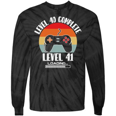 Level 40 Complete Level 41 Loading Vintage Birthday Video Game Tie-Dye Long Sleeve Shirt