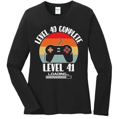 Level 40 Complete Level 41 Loading Vintage Birthday Video Game Ladies Long Sleeve Shirt