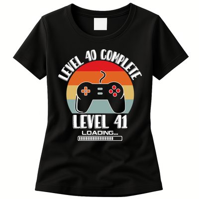 Level 40 Complete Level 41 Loading Vintage Birthday Video Game Womens T-Shirt