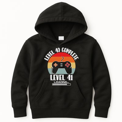 Level 40 Complete Level 41 Loading Vintage Birthday Video Game Kids Hoodie