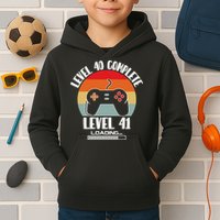 Level 40 Complete Level 41 Loading Vintage Birthday Video Game Kids Hoodie