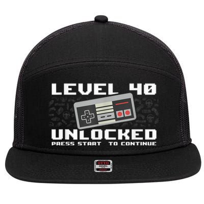 Level 40 Complete 1981 Gamer 40th Birthday 7 Panel Mesh Trucker Snapback Hat