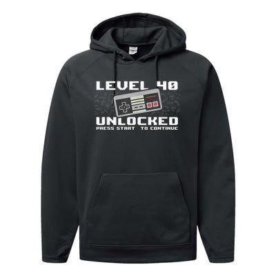 Level 40 Complete 1981 Gamer 40th Birthday Performance Fleece Hoodie