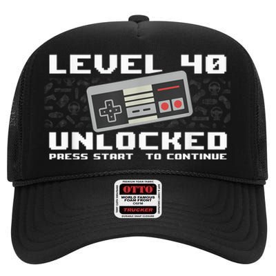 Level 40 Complete 1981 Gamer 40th Birthday High Crown Mesh Back Trucker Hat