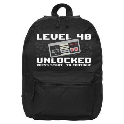 Level 40 Complete 1981 Gamer 40th Birthday 16 in Basic Backpack