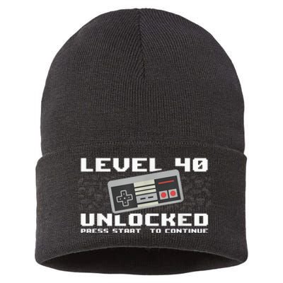 Level 40 Complete 1981 Gamer 40th Birthday Sustainable Knit Beanie