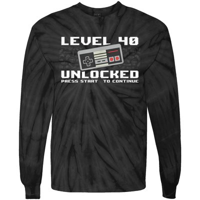 Level 40 Complete 1981 Gamer 40th Birthday Tie-Dye Long Sleeve Shirt