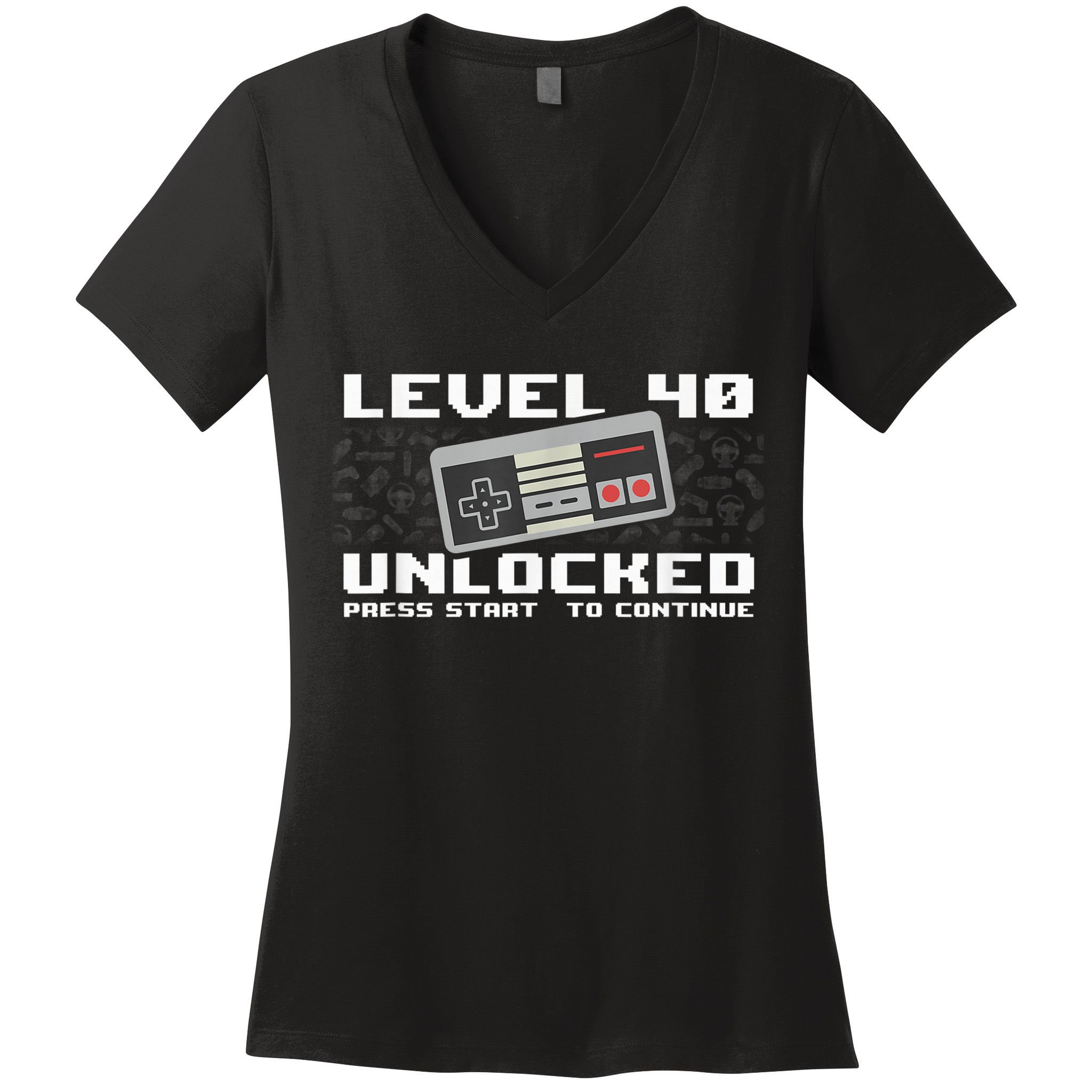 Level 40 Complete 1981 Gamer 40th Birthday Women's V-Neck T-Shirt